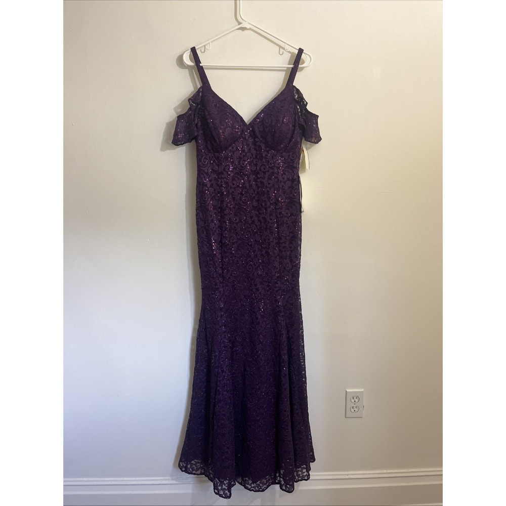 R&M Richards Formal Maxi Dress 12 NWT Purple Sequin Glitter‎ Mermaid Party Macys
